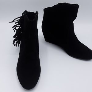 Falchi Womens Madison Black Fringe Ankle Boots